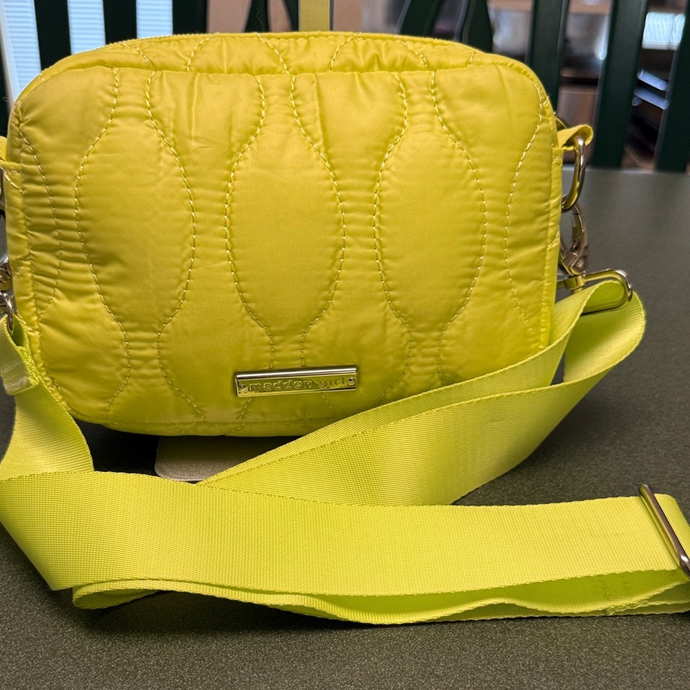 Madden Girl Neon Yellow Quilted Crossbody Bag